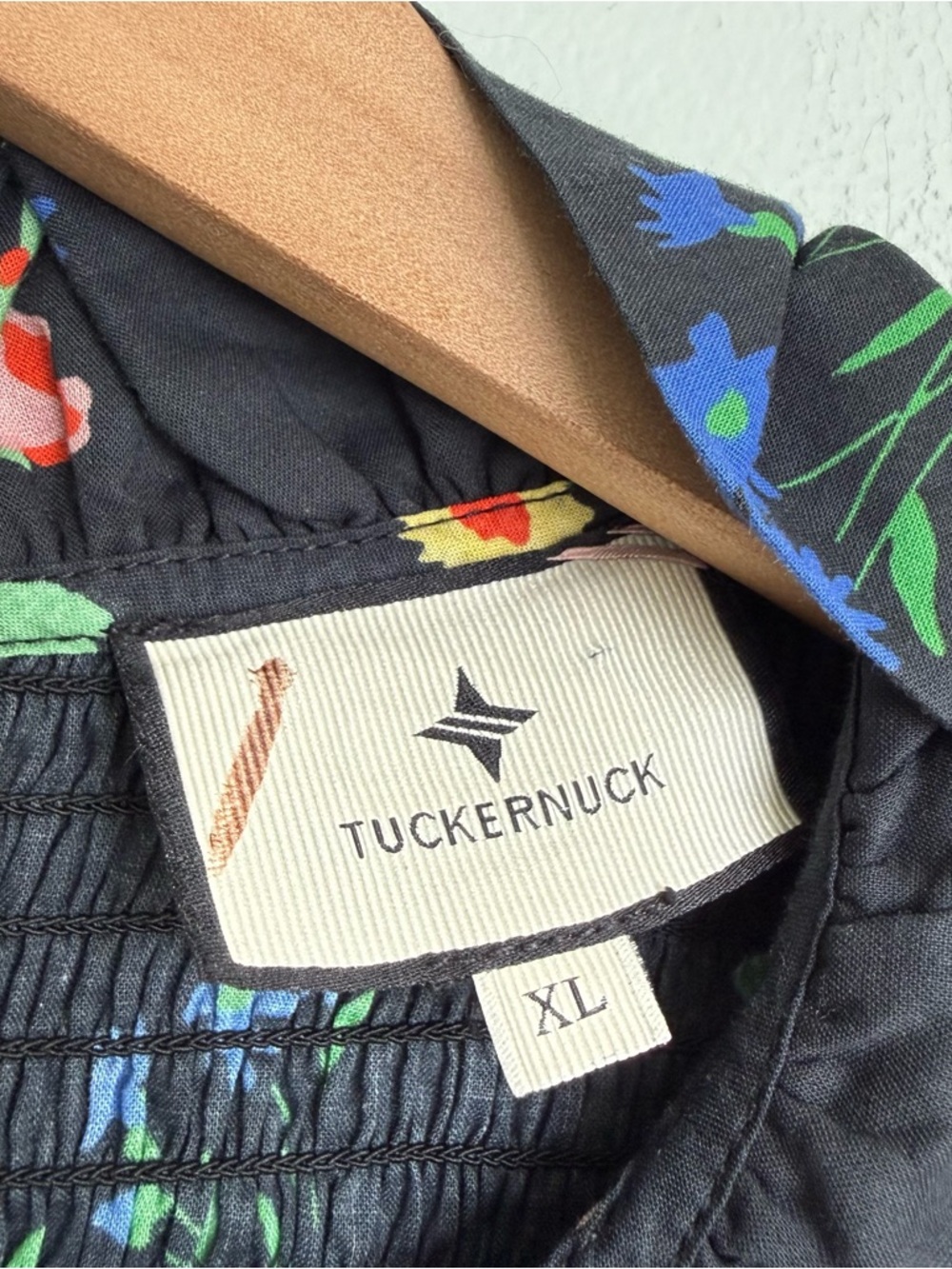 Tuckernuck After Light Amaryllis Rowen Floral Black Top Smocked Peplum - Picture 7 of 9